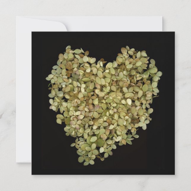 Hydrangea Heart Botaniska Notkort Fyrkantig (Framsida)