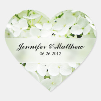 Hydrangea Heart Bröllop Sticker Hjärtformat Klistermärke