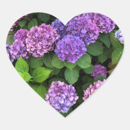 Hydrangea Heart Stickers Hjärtformat Klistermärke