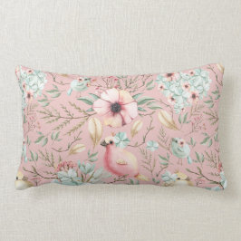 Hydrangea Hearts, Birdies Dusty Rosa Lumbar Pillow Lumbarkudde