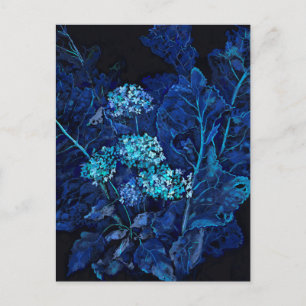 Hydrangea & Horseradish Blommigt Painting Blue (sv Helg Vykort