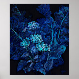 Hydrangea & Horseradish Blommigt Painting Blue (sv Poster