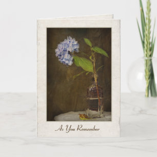 hydrangea i gammaldags flaska kort