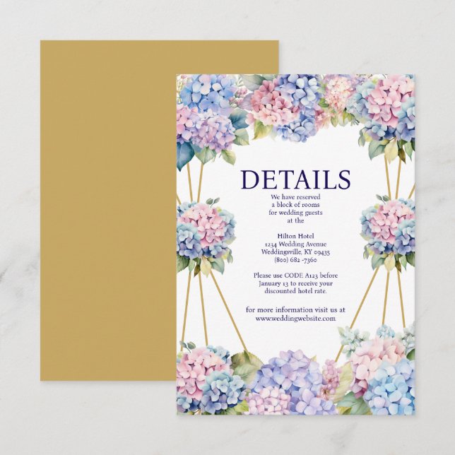 Hydrangea-informationskort Tilläggskort (Fram/baksida)