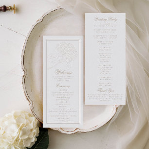 Hydrangea Ivory Elegant Formellt Bröllopsprogram