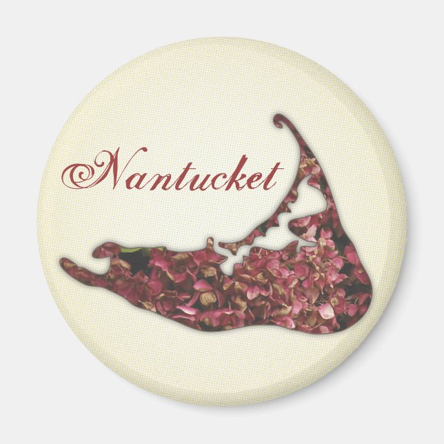 Hydrangea Karta på Nantucket Island, Massachusetts Magnet (Framsidan)