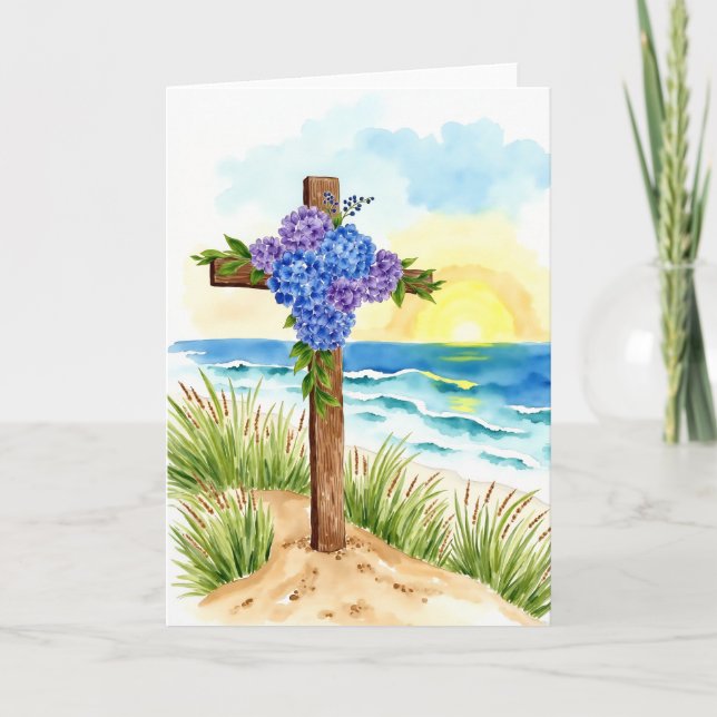 Hydrangea Kors Påsk Religiös Kristna Helgkort (Framsida)