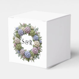 Hydrangea Krans Monogram Bröllopsgåva Box Presentaskar