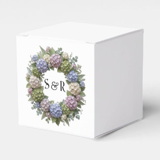 Hydrangea Krans Monogram Bröllopsgåva Box Presentaskar