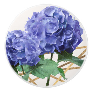Hydrangea Lila Blue & Guld Elegant Blommigt Knopp