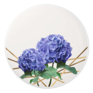 Hydrangea Lila Blue & Guld Elegant Blommigt Knopp