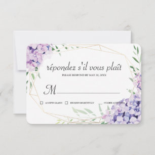 Hydrangea Lilac Blommigt Geometric Memorial OSA Kort