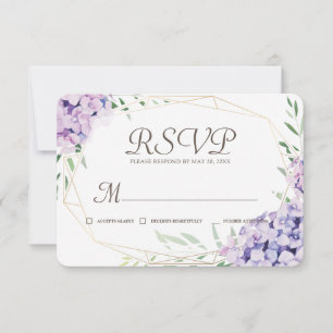 Hydrangea Lilac Blommigt Geometric Memorial OSA Kort