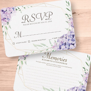 Hydrangea Lilac Blommigt Geometric Memorial OSA Kort