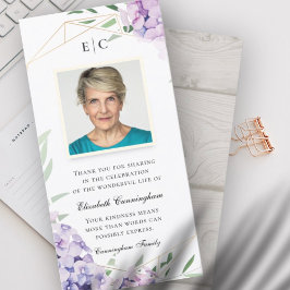 Hydrangea Lilac Blommigt Geometric Memorial Tack Kort