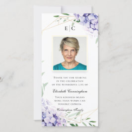 Hydrangea Lilac Blommigt Geometric Memorial Tack Kort