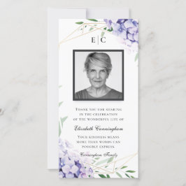 Hydrangea Lilac Blommigt Geometric Memorial Tack Kort