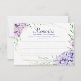 Hydrangea Lilac Blommigt Geometric Photo Memorial OSA Kort