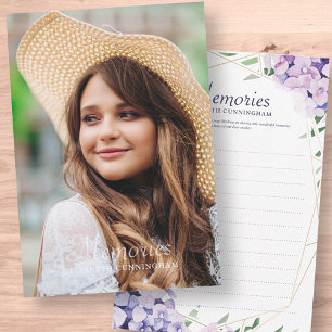 Hydrangea Lilac Blommigt Geometric Photo Memorial OSA Kort