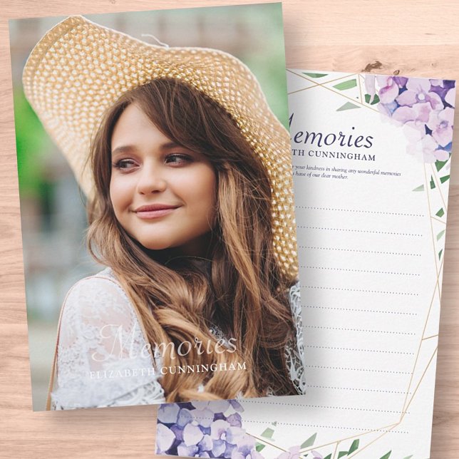 Hydrangea Lilac Blommigt Geometric Photo Memorial OSA Kort (Skapare uppladdad)