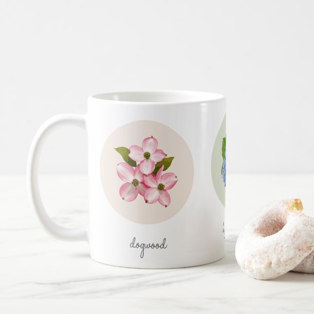 Hydrangea, Lupine och Dogwood Flowers Kaffemugg (Med munk)