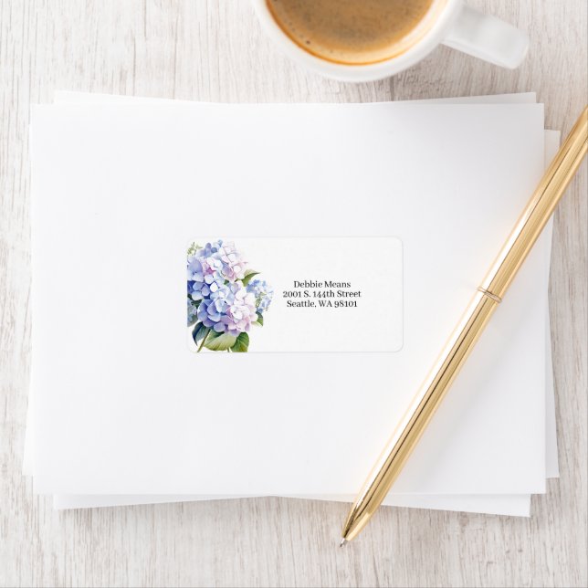 Hydrangea Mailing Address Label Adressetikett (Insitu)