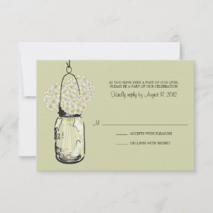 Hydrangea & Masonburk Bröllop RSVP OSA Kort