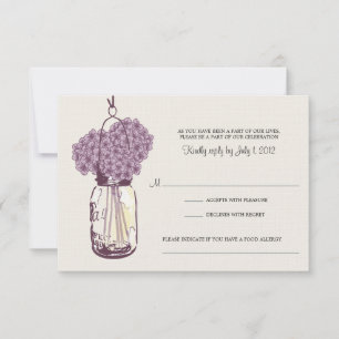 Hydrangea & Masonburk Bröllop RSVP OSA Kort