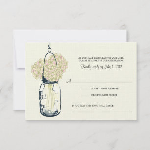 Hydrangea & Masonburk Bröllop RSVP OSA Kort