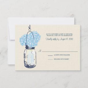 Hydrangea & Masonburk Bröllop RSVP OSA Kort