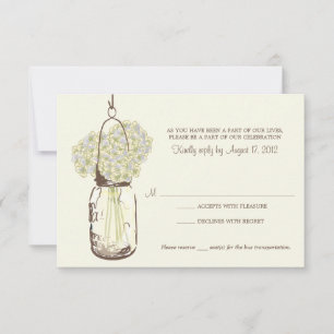 Hydrangea & Masonburk Bröllop RSVP OSA Kort