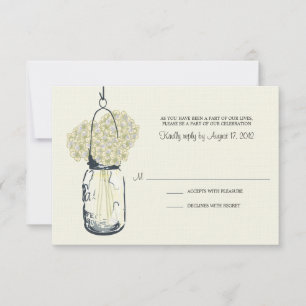 Hydrangea & Masonburk Bröllop RSVP OSA Kort