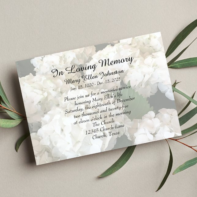 Hydrangea Memorial Service-inbjudan Inbjudningar (Skapare uppladdad)