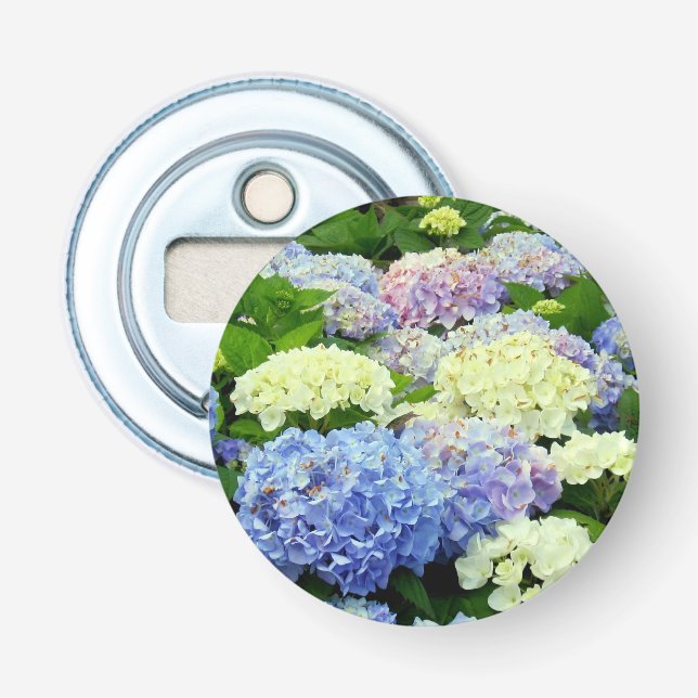 Hydrangea Mix Round Flaska-öppnare Flasköppnare (Framsidan)