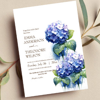 Hydrangea Modern vackra Blommigt Bröllop Inbjudningar