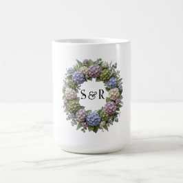 Hydrangea Monogram Bröllop Kaffemugg