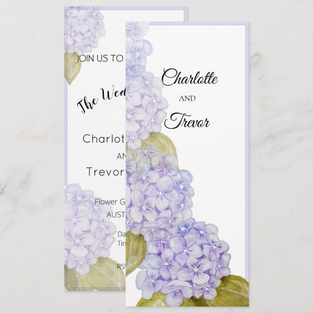 Hydrangea Nyanser Av Violett Blå Kort (Fram/baksida)