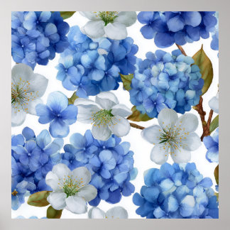 Hydrangea och Cherry Bloom Poster
