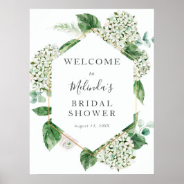 Hydrangea och grönska Bröllopsfest välkomstskylt Poster