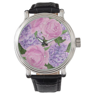 Hydrangea och peony mönster armbandsur
