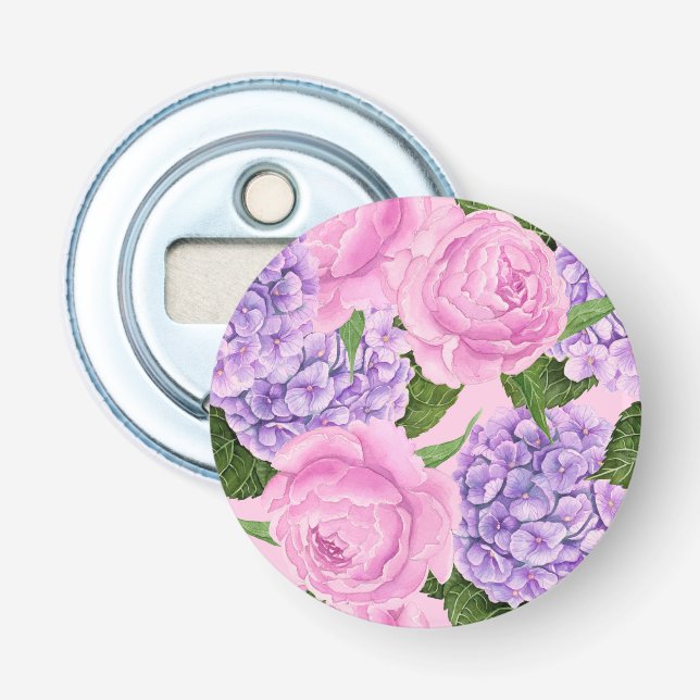 Hydrangea och peony mönster flasköppnare (Framsidan)
