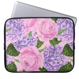 Hydrangea och peony mönster laptop fodral