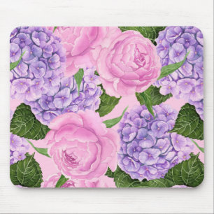 Hydrangea och peony mönster musmatta