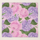 Hydrangea och peony mönster sjal<br><div class="desc">Mönster av persilja och vattenblommor,  färgade med vattenfärger</div>