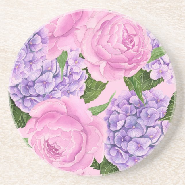 Hydrangea och peony mönster underlägg (Framsidan)