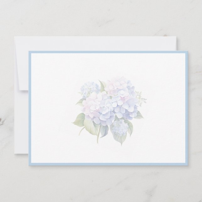 Hydrangea Platt Notkort Anteckningskort (Framsida)