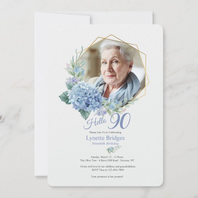 Hydrangea Ram - inbjudan till foto på födelsedagen (Framsida)