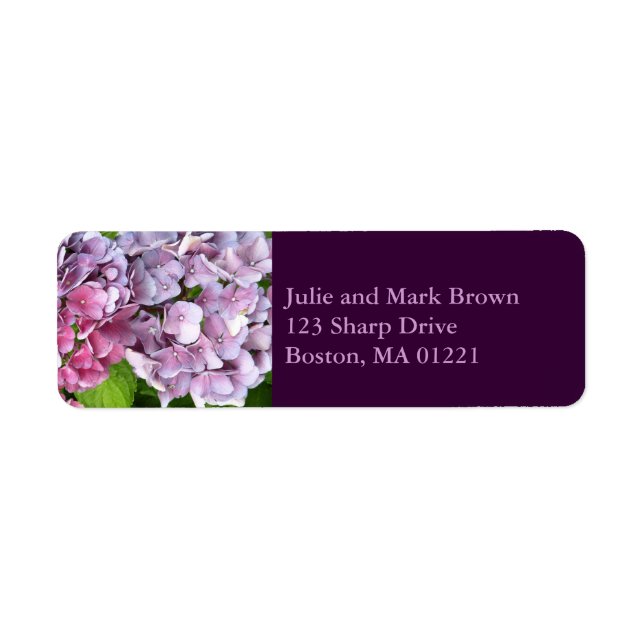 Hydrangea Return Address Label Returadress Etikett (Framsidan)
