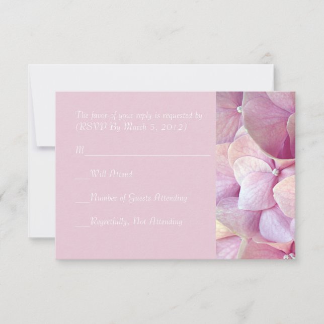 Hydrangea Rosa Skönhet RSVP-kort OSA Kort (Framsida)