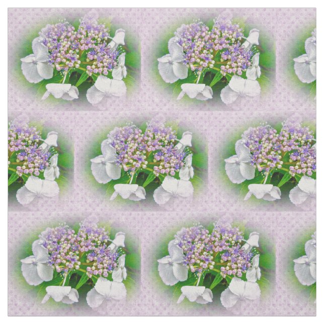 Hydrangea Rosa White Lila Land Skriv ut Fabric Tyg (Provkarta)